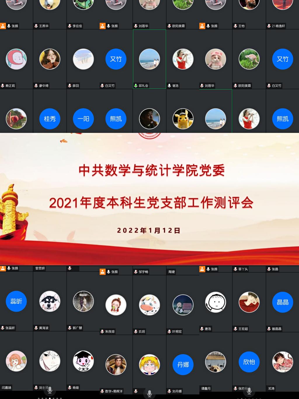 本科生党支部工作测评会以上线上线相结合的形式进行 本科生党支部工作测评会以上线上线相结合的形式进行